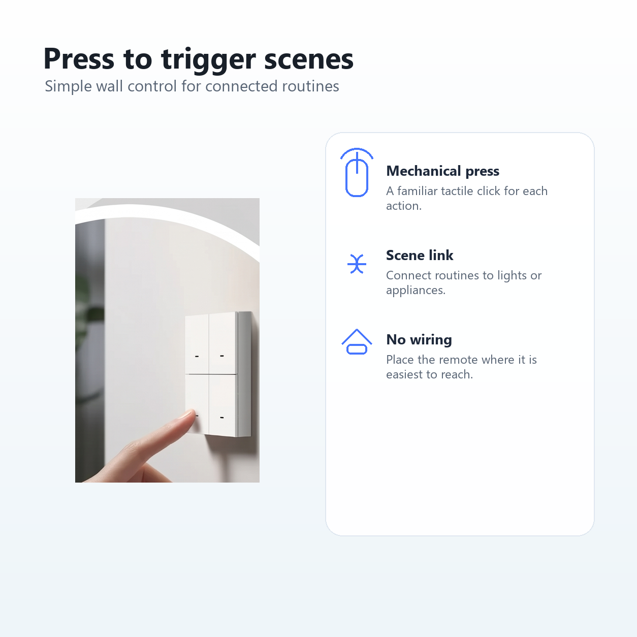 Press control feature image for NéoScene 4 Pro Comfort wall scene remote