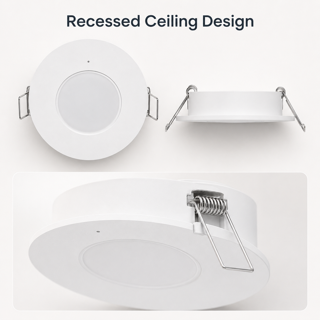 Clean product display detail of white ceiling presence sensor