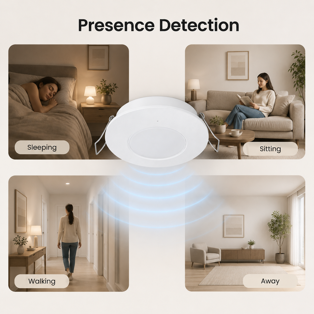 Accurate detection overview for ceiling presence sensor