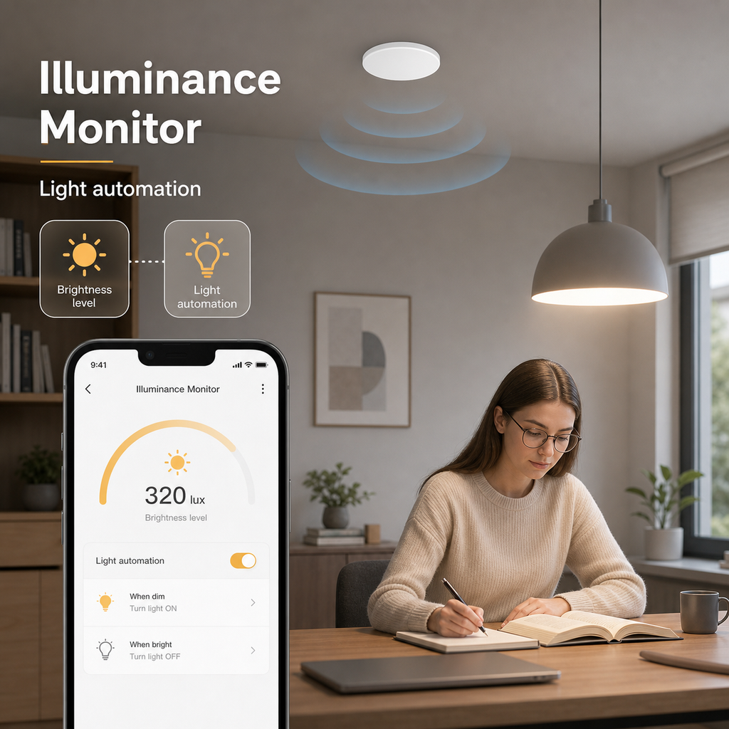 Illuminance monitor app scene for ceiling sensor