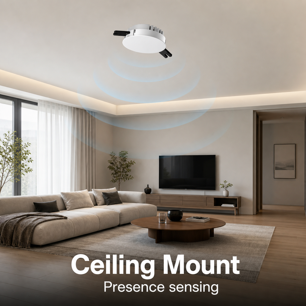 Ceiling mount lifestyle scene for presence sensor