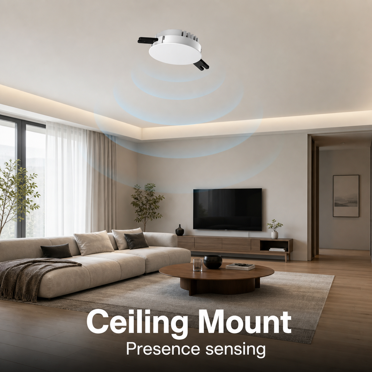 Ceiling mount lifestyle scene for presence sensor