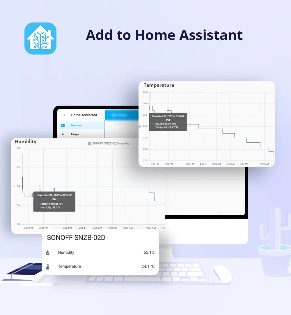 Smart scene humidifier automation visual with LCD climate sensor