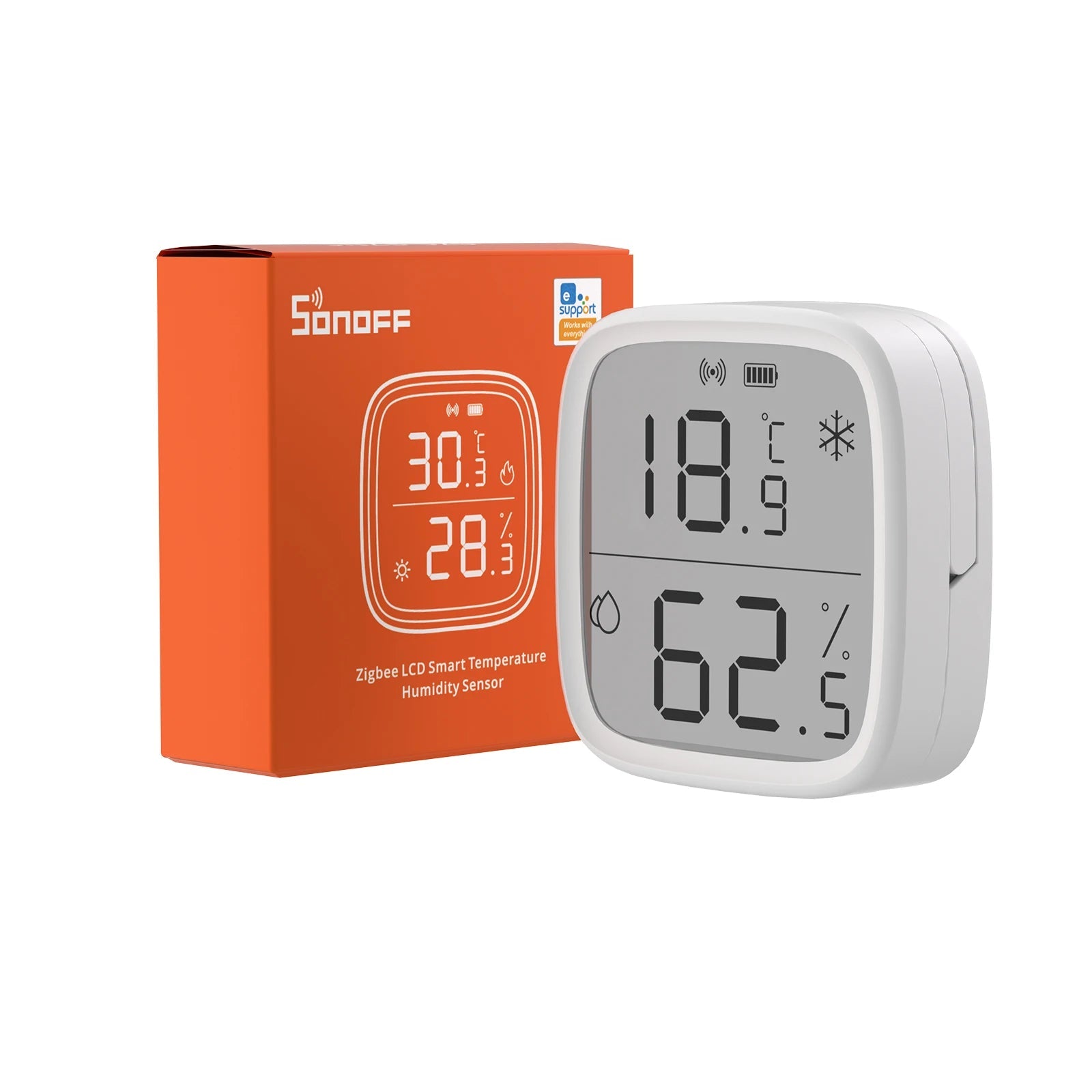 Specifications and dimensions for LCD climate sensor