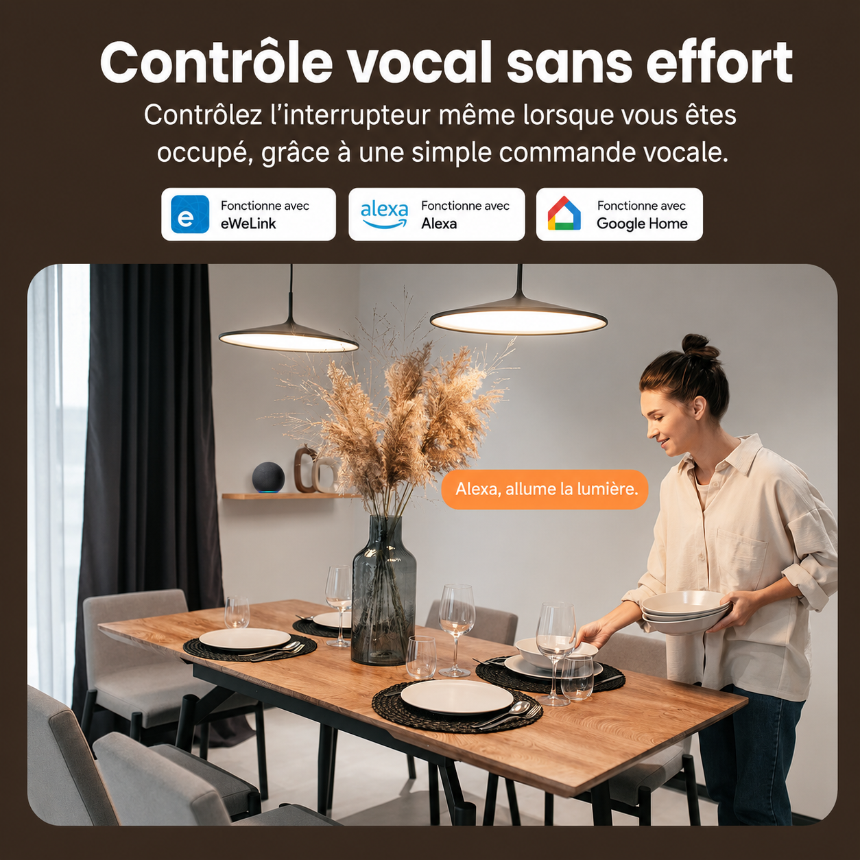 Controle vocal Neodom avec interrupteur compatible eWeLink Alexa et Google Home.