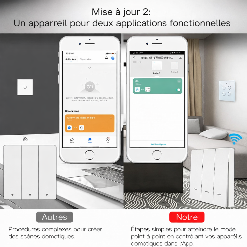 Interrupteur scene Zigbee deux applications