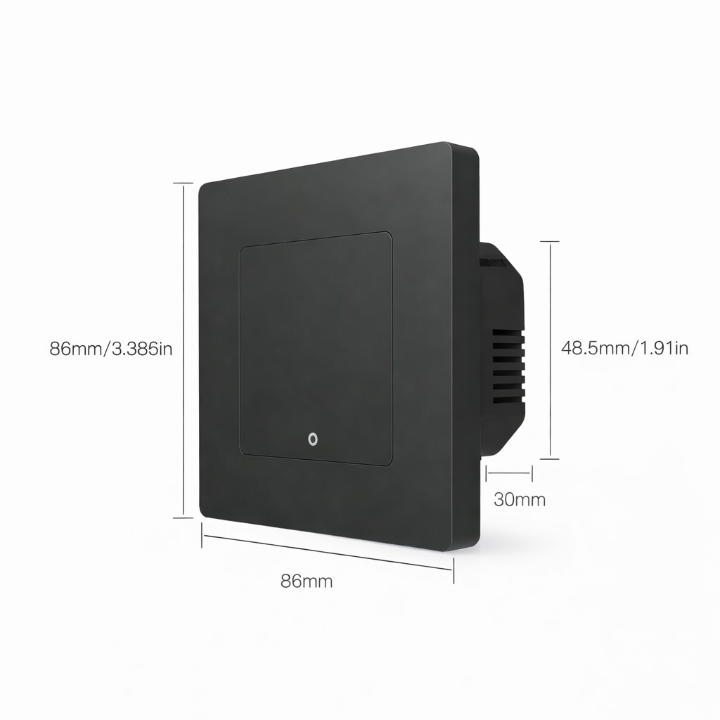 Interrupteur scene Zigbee noir un bouton dimensions
