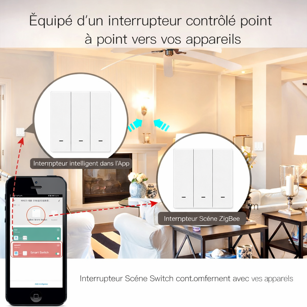 Interrupteur scene Zigbee controle point a point