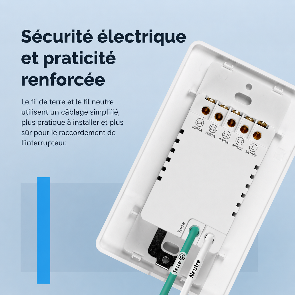 Vue arrière du NéoMatter Comfort montrant le câblage et la sécurité électrique renforcée.