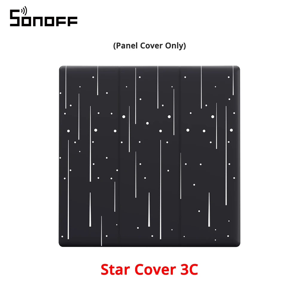 Cache panneau SONOFF Star Cover 3C noir effet étoiles.