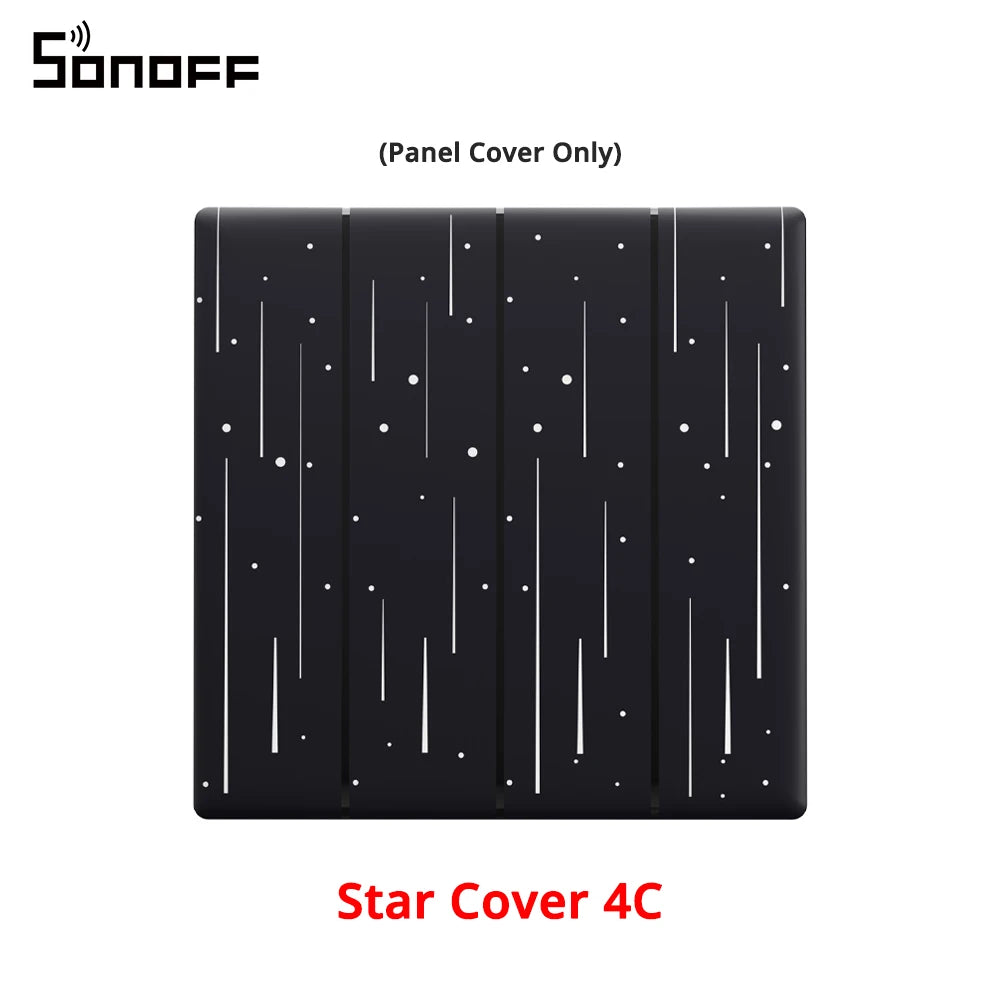 Cache panneau SONOFF Star Cover 4C noir effet étoiles.