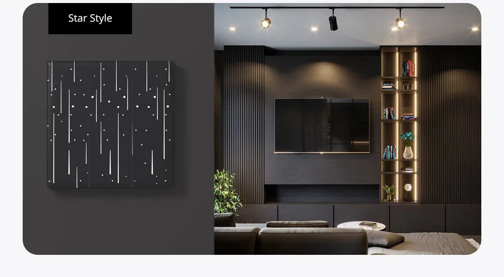 SONOFF TX Ultimate Star Style installé dans un salon moderne.