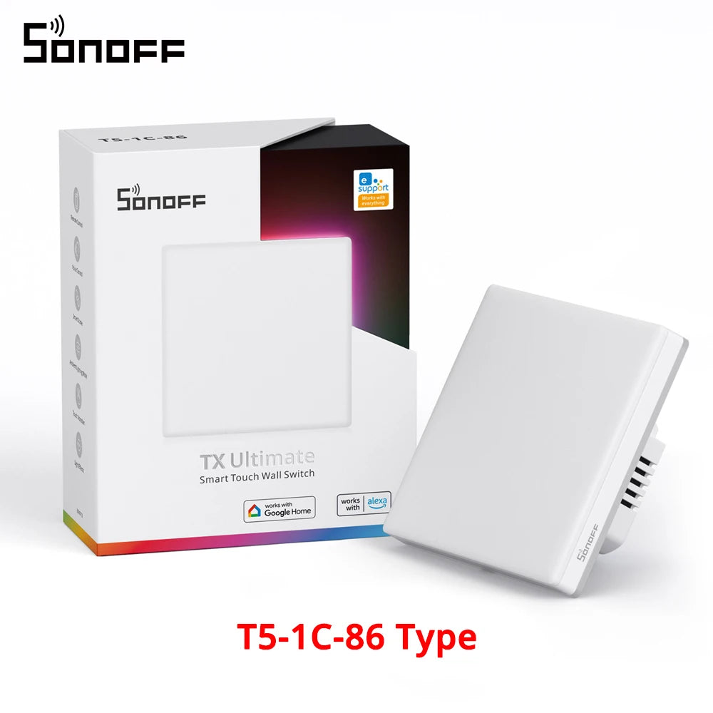 Interrupteur SONOFF TX Ultimate T5-1C-86 Type avec emballage.
