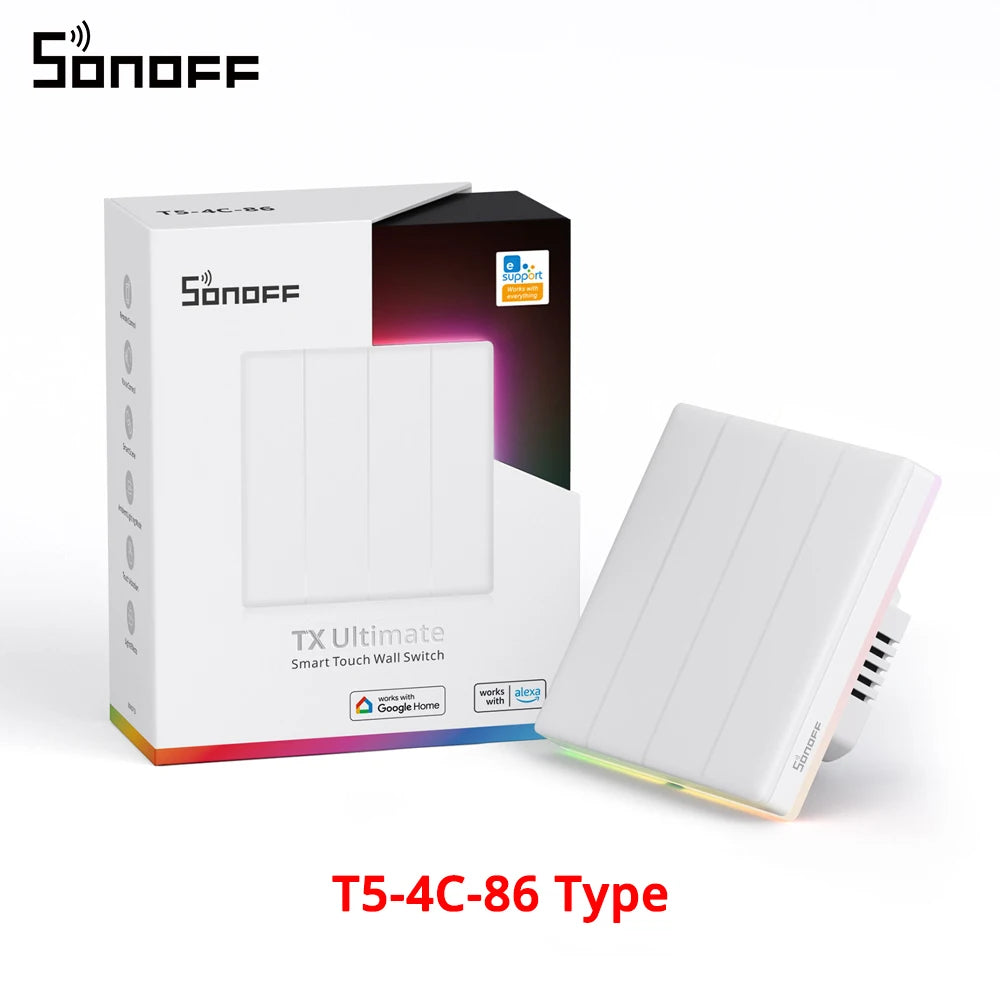 Interrupteur SONOFF TX Ultimate T5-4C-86 Type avec emballage.