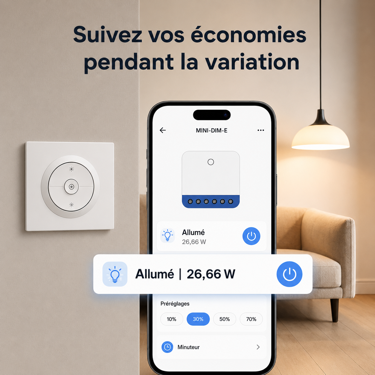 Suivi des economies Neodom avec variateur intelligent et controle smartphone.