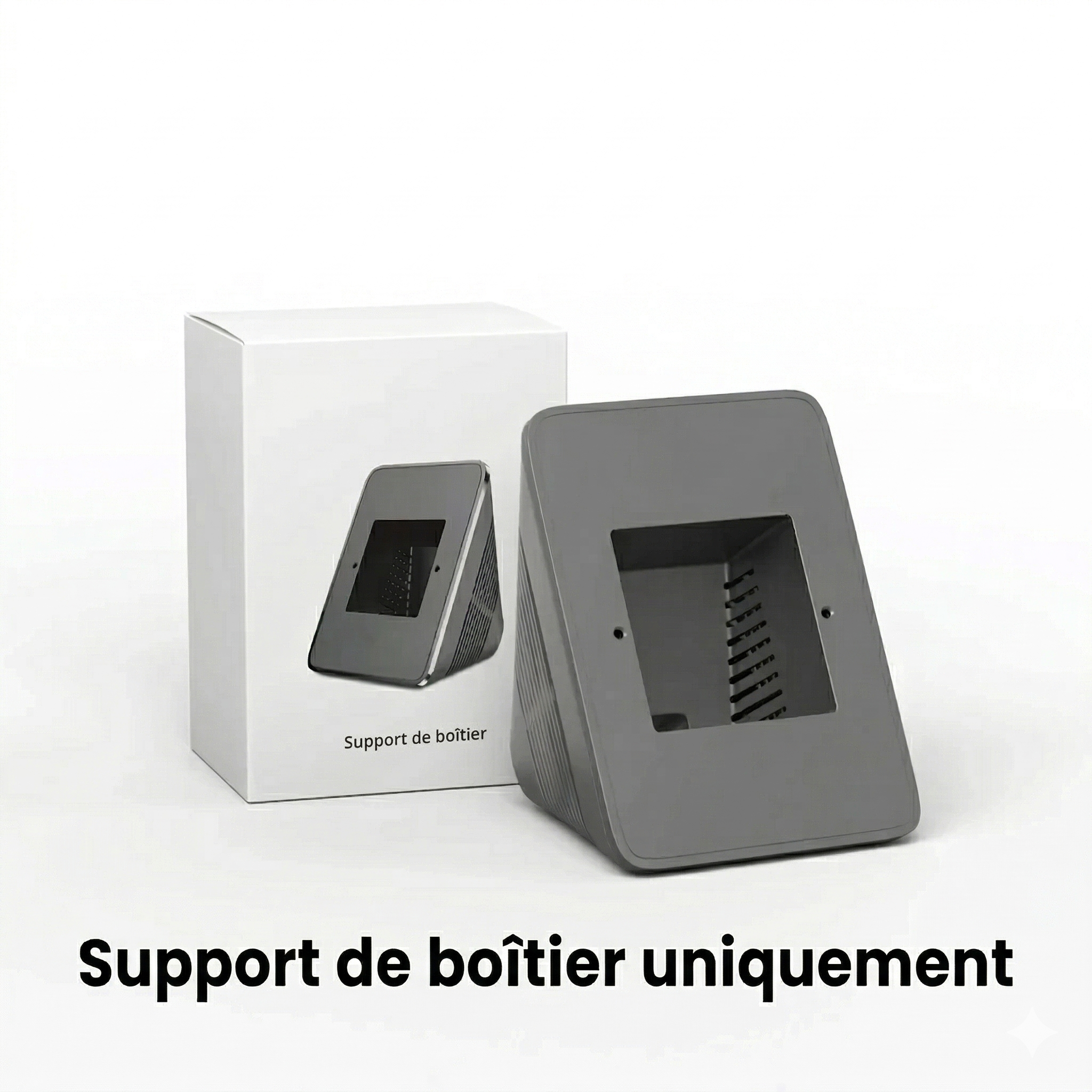 Support de boitier gris avec emballage
