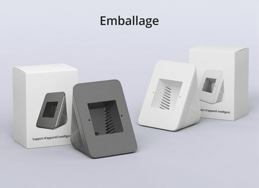 Emballage du support de boîtier SONOFF avec versions blanche et grise.