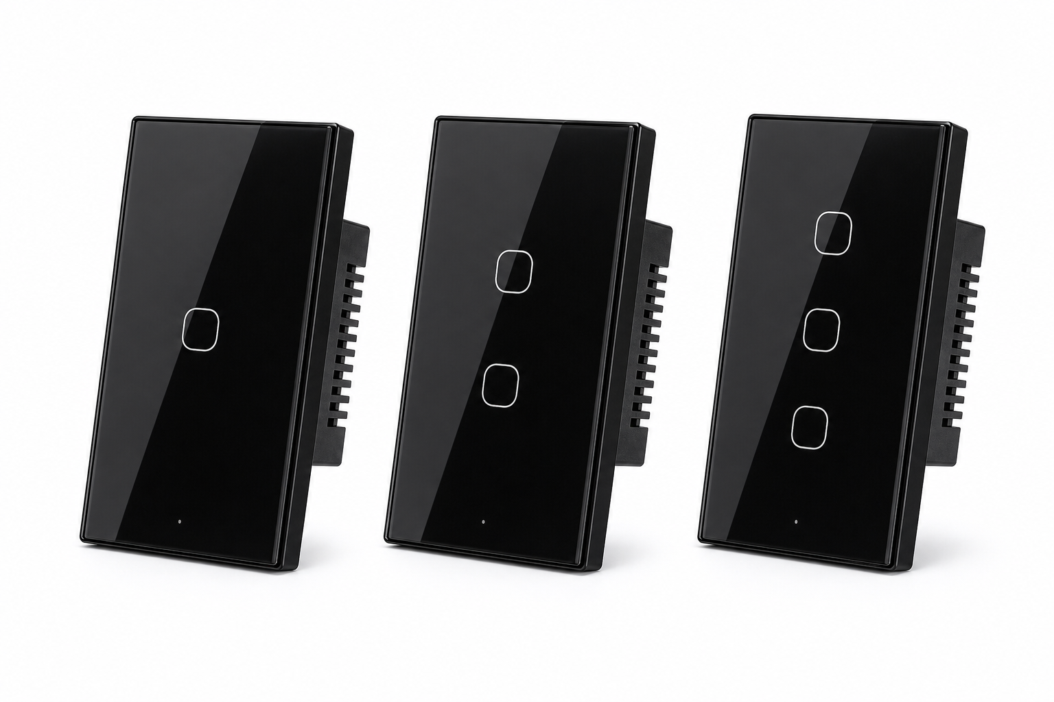 NéoTouch T6 Matter Pro black touch switch family on white