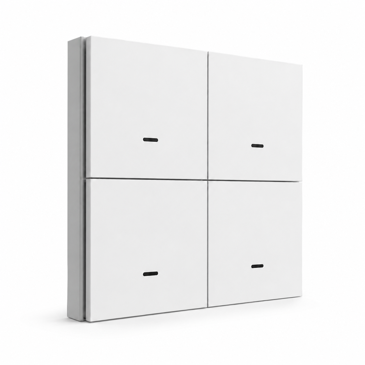 Gros plan de la télécommande NéoScene 4 Comfort blanche avec profil latéral fin.