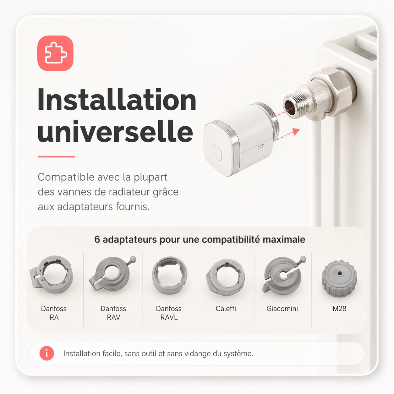 Tete thermostatique adaptateurs inclus
