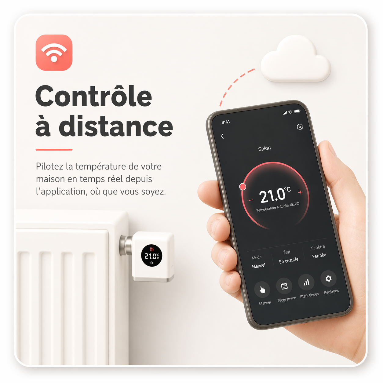 Tete thermostatique controle application mobile