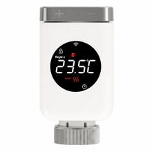Tête thermostatique NéoValve Comfort avec écran LED affichant 23,5 °C.