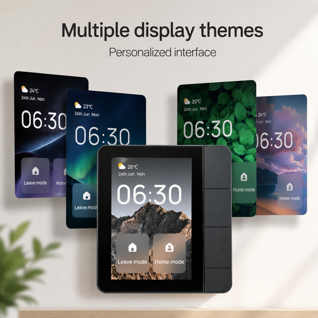 Écran tactile avec plusieurs thèmes d’interface personnalisables.