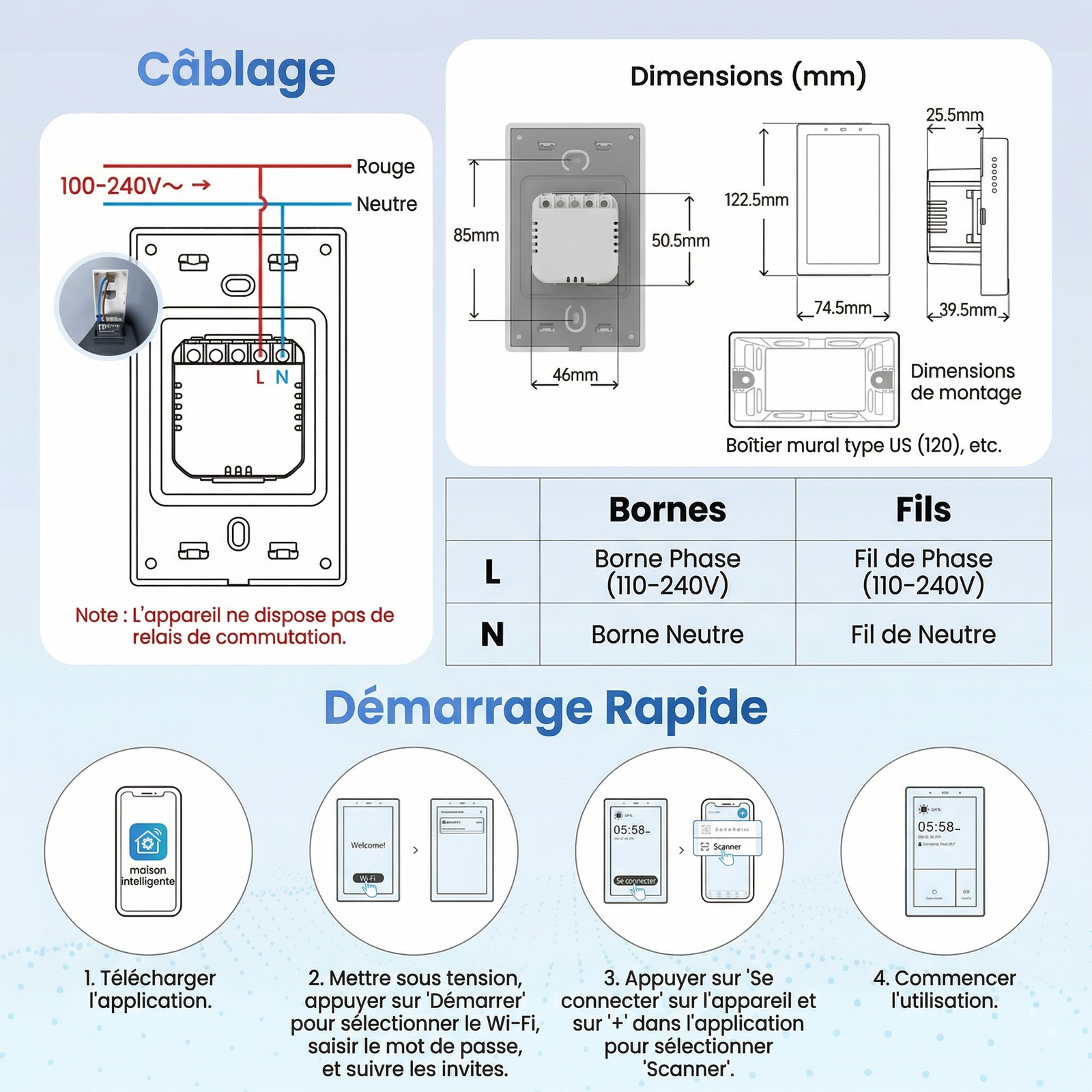 Thermostat cablage et demarrage rapide