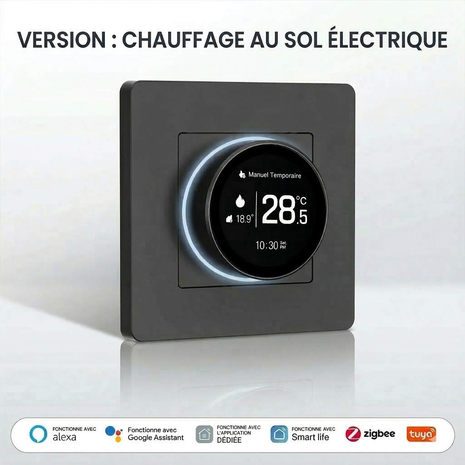 Thermostat Noir Absolu pour chauffage au sol électrique.