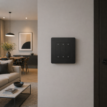 Thermostat mural noir dans salon