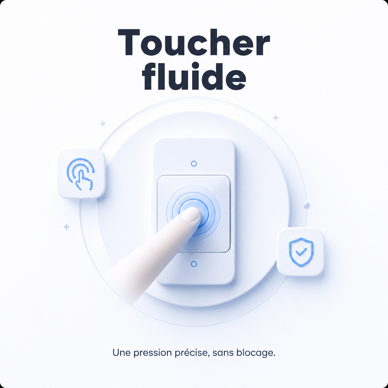 NéoMatter Comfort avec bouton tactile fluide pour une pression précise sans blocage.