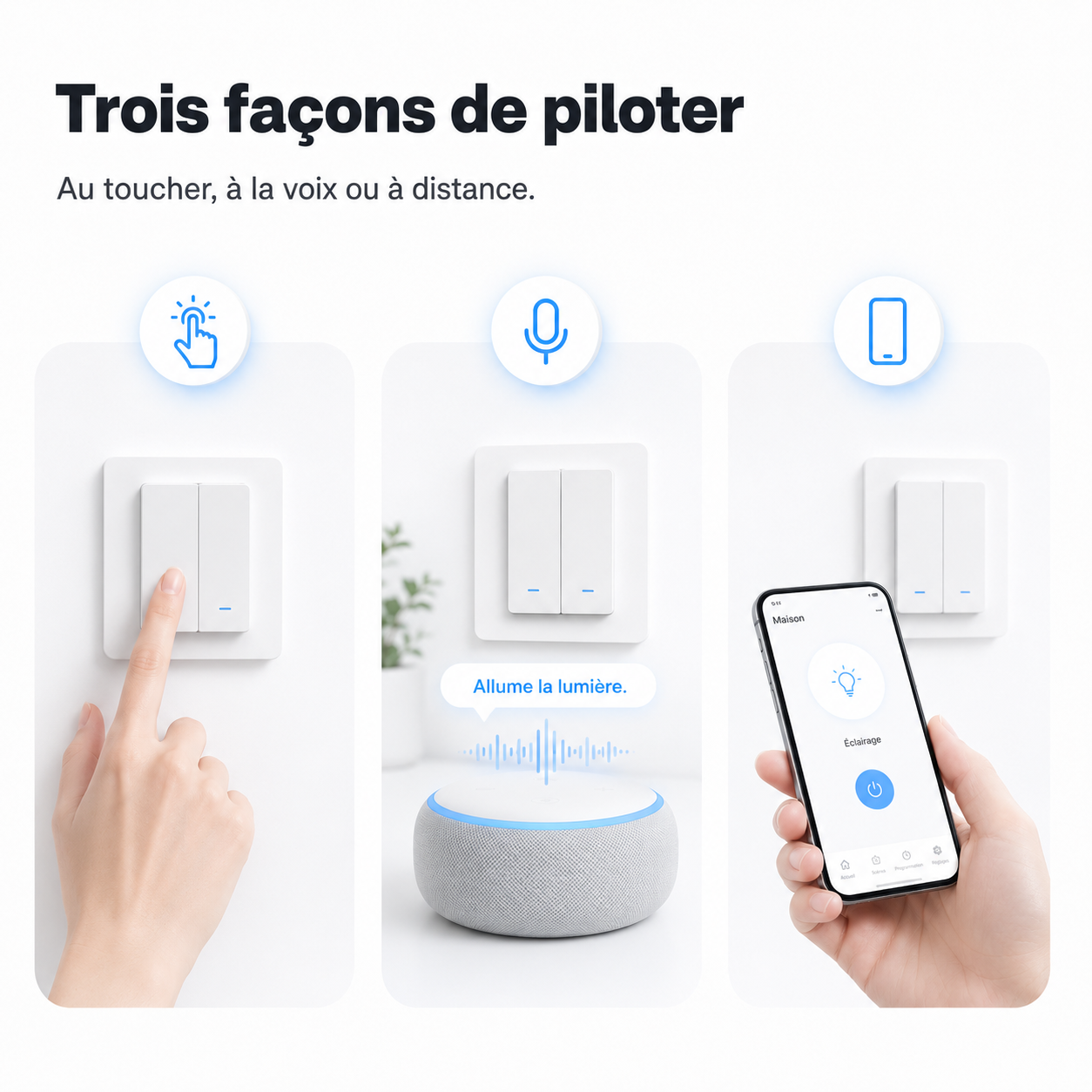NéoMatter Comfort EU pilotable au toucher, par commande vocale ou depuis smartphone.