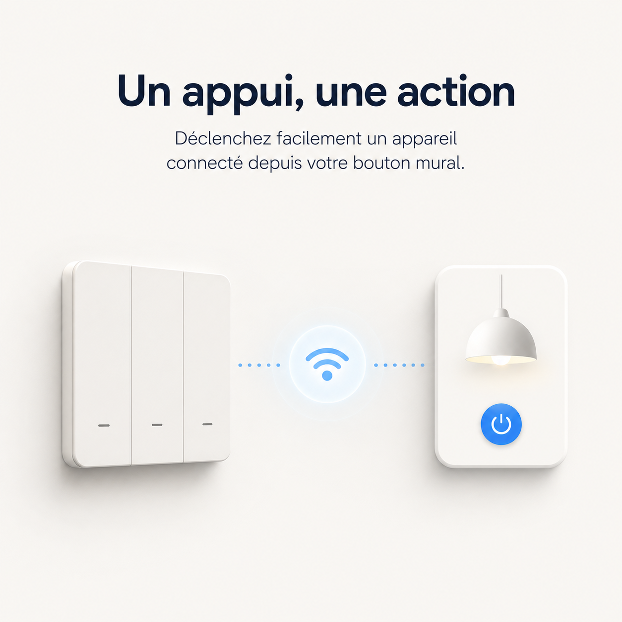 NéoScene 3 Comfort déclenchant une action connectée avec un seul appui.