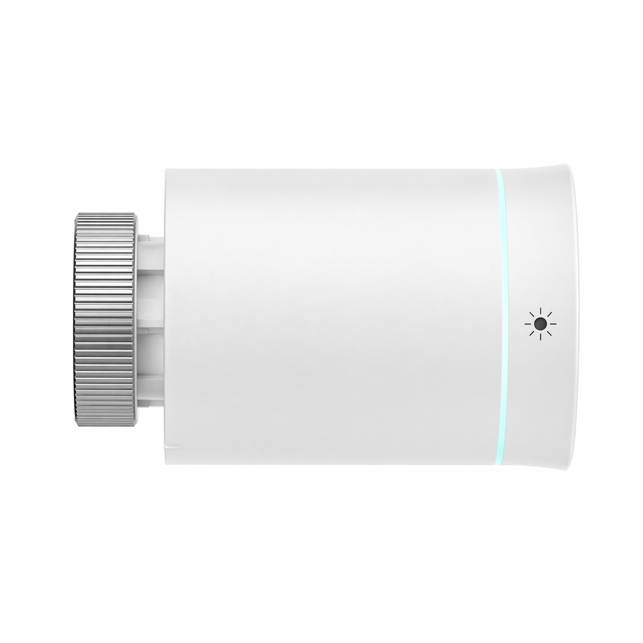 Vanne thermostatique blanche NéoSoft Curve Comfort vue de côté.