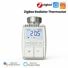 Vanne thermostatique compacte NéoMini Comfort 1 blanc pur vue de face avec écran LED et boutons de réglage.