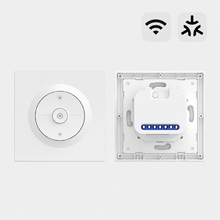 Variateur intelligent Matter WiFi blanc Neodom en vue avant et arriere.