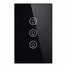 NéoMulti Dimmer noir vertical avec trois touches tactiles lumineuses alignées pour trois circuits.