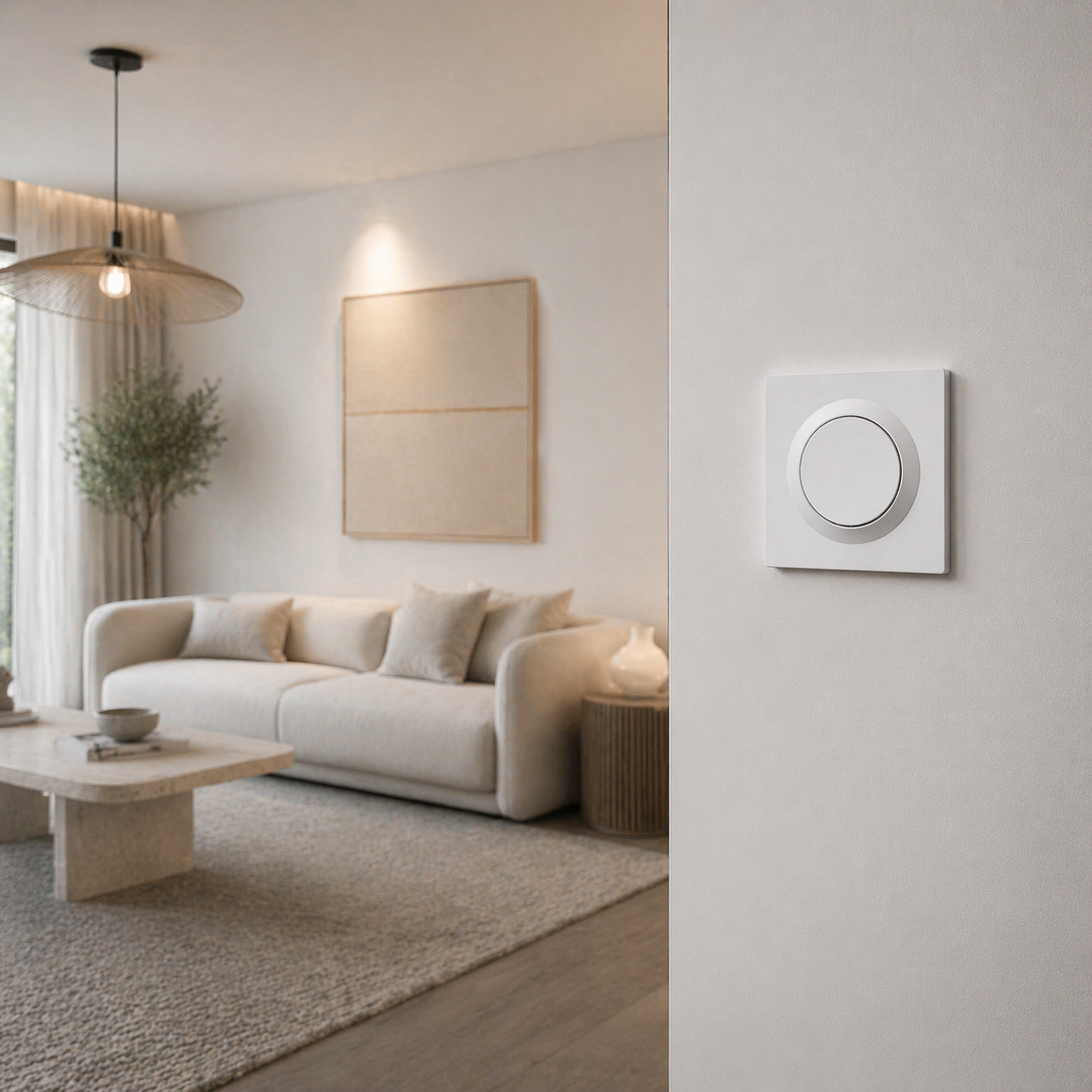 Variateur rond blanc dans salon