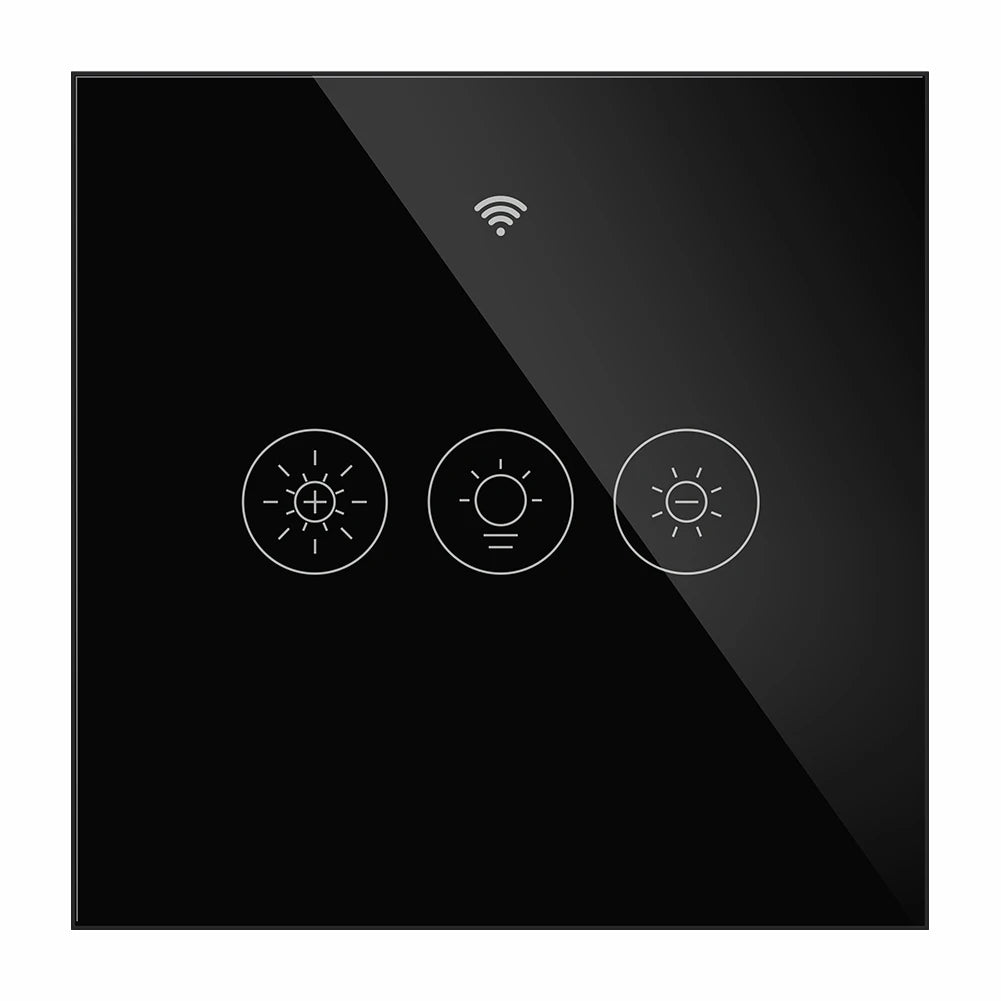 Variateur tactile Noir Absolu à trois touches avec connexion Wi-Fi.