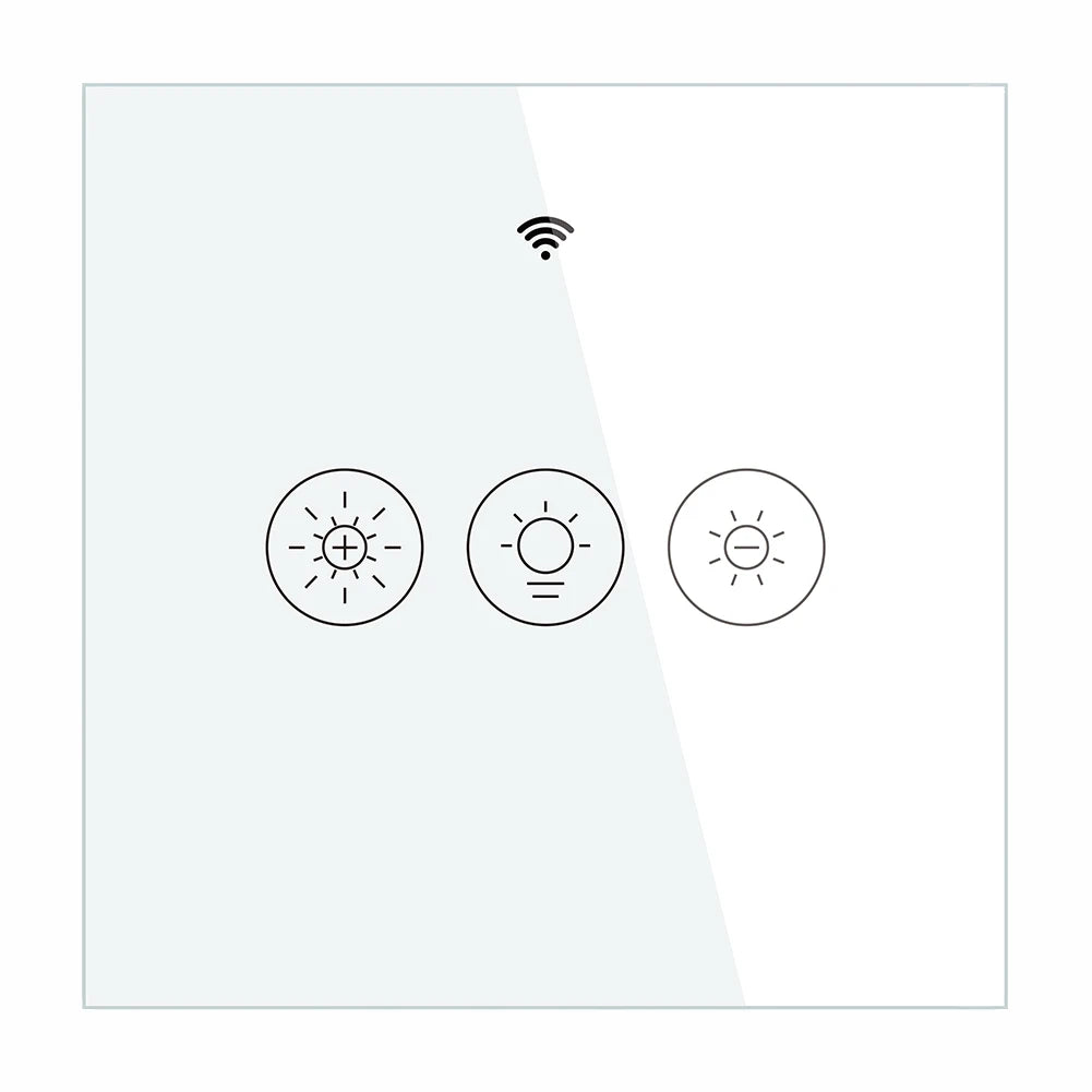 Variateur Blanc Pur horizontal avec trois commandes tactiles Wi-Fi.