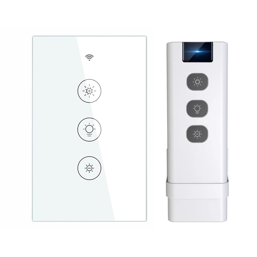Variateur mural Blanc Pur vertical avec télécommande RF assortie.