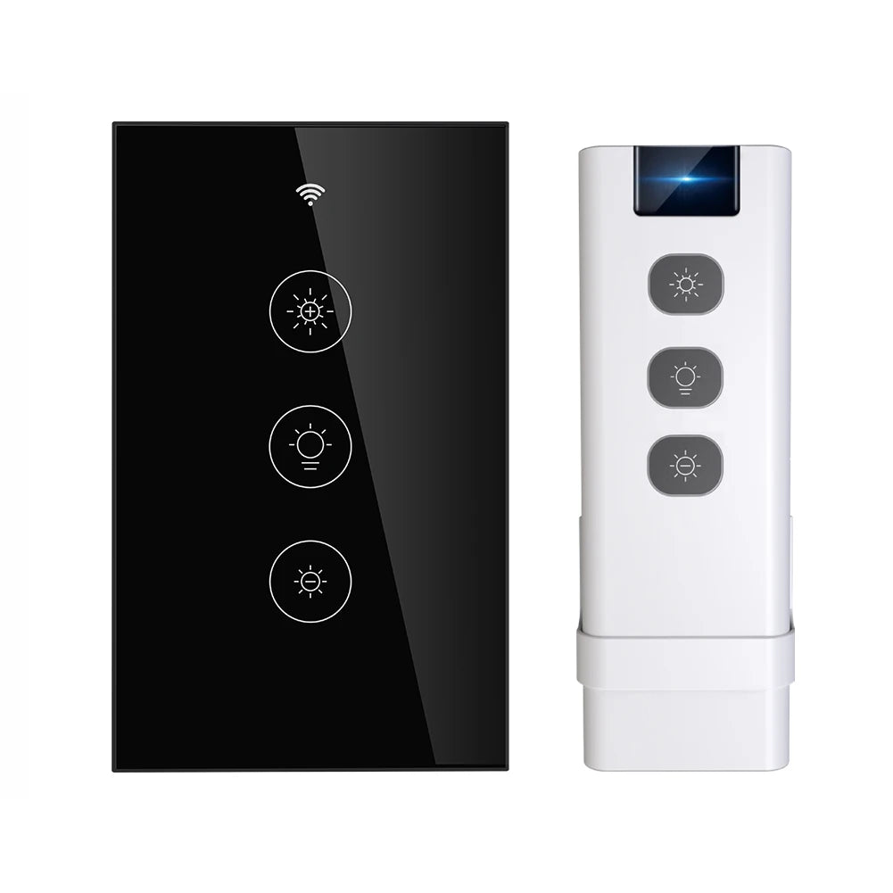 Variateur en verre Noir Absolu avec télécommande RF NéoGlow Comfort.