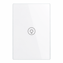 NéoMulti Dimmer blanc vertical à une touche avec façade tactile en verre brillant.