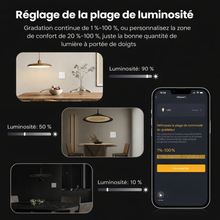 Variateur Wi-Fi avec réglage de plage de luminosité sur application.