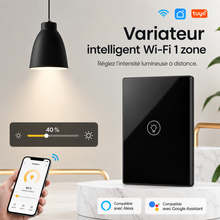 NéoMulti Dimmer noir une zone avec smartphone pour régler l'intensité lumineuse à distance.