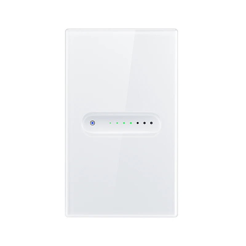 Variateur vertical blanc Wi-Fi à un canal avec voyant lumineux.