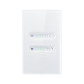 Variateur vertical blanc Wi-Fi à deux canaux avec voyants lumineux.