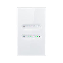 Variateur vertical blanc Wi-Fi à deux canaux avec voyants lumineux.