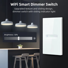 Variateur Wi-Fi vertical réglant la luminosité d’un éclairage suspendu.