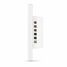 Vue de profil du NéoMulti Dimmer blanc montrant le bornier de connexion électrique.